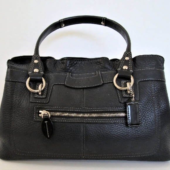COACH | Penelope Black Handbag Shoulder Bag | Ruffle Top Pebbled Leather | Y2K - Picture 2 of 13